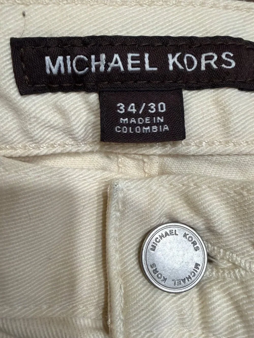 $90 MK MICHAEL KORS MEN PARKER SLIM FIT IVORY 34X30 STRETCH TWILL DENIM NWT